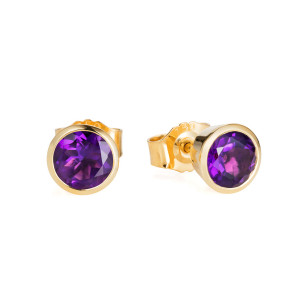 Amethyst and Yellow Gold studs
