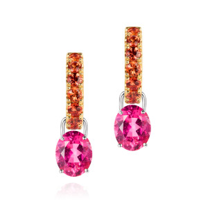 Pink Tourmaline and Orange Sapphire earrings