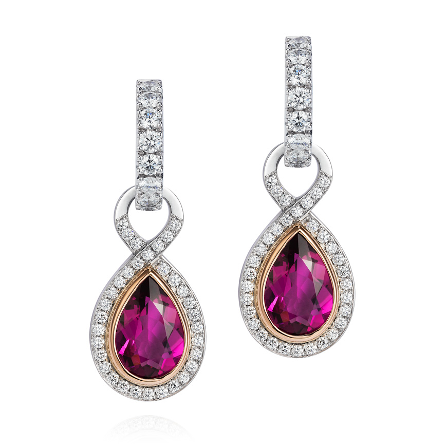 Diamond hoops and Rubellite drops