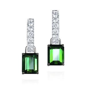 tourmaline drops with diamond hoops