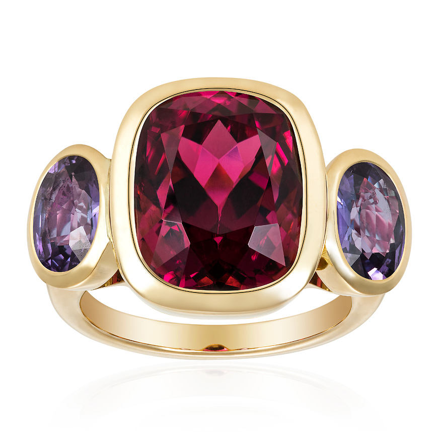 rubellite and purple sapphire ring