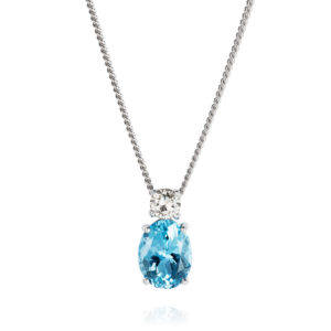 aquamarine and diamond white gold pendant