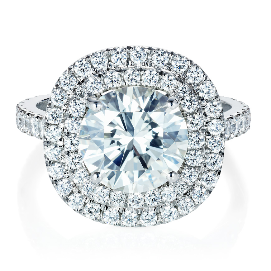 diamond and platinum double halo ring