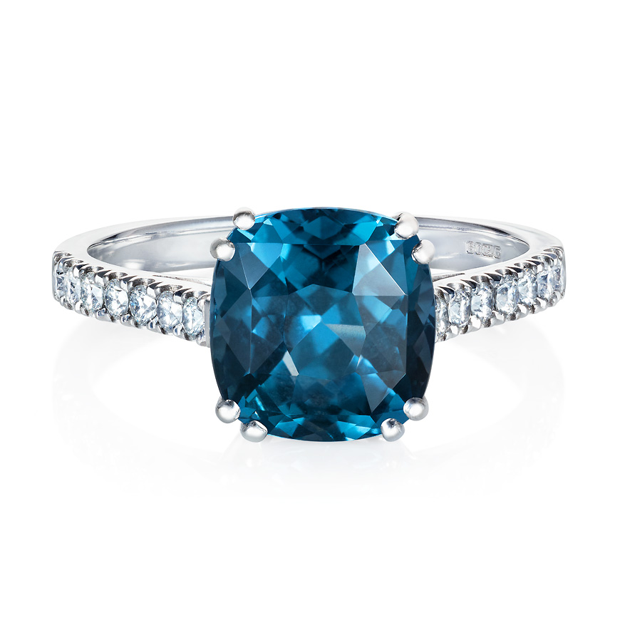 blue spinel and diamond solitaire ring